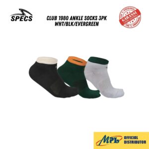 KAUS KAKI SPORT SPECS CLUB 1980 ANKLE SOCKS 3PK WHT/BLK/EVERGREEN 3000044