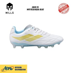 SEPATU BOLA MILLS ENZO FG WHT/GLD/AQUA BLUE 930WCAR