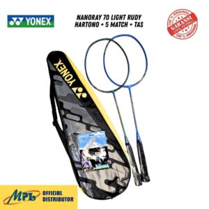 RAKET BADMINTON YONEX NANORAY 70 LIGHT RUDY HARTONO+5 MATCH+ TAS