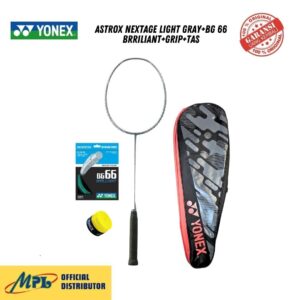 RAKET BADMINTON YONEX ASTROX NEXTAGE LIGHT GRAY+BG 66 BRRILIANT+GRIP+TAS