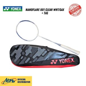 RAKET BADMINTON YONEX NANOFLARE 001 CLEAR WHT/SAX + TAS