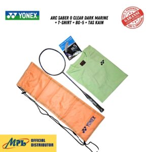 RAKET BADMINTON YONEX ARC SABER 0 CLEAR DARK MARINE+T-SHIRT+BG-5+TAS KAIN