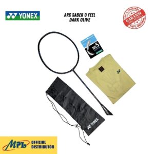 RAKET BADMINTON YONEX ARC SABER 0 FEEL DARK OLIVE+T-SHIRT+BG-5+TAS KAIN