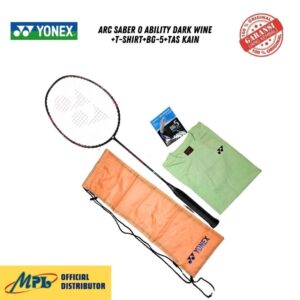 RAKET BADMINTON YONEX ARC SABER 0 ABILITY DARK WINE+T-SHIRT+BG-5+TAS KAIN