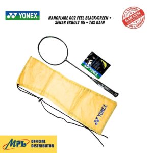RAKET BADMINTON YONEX NANOFLARE 002 FEEL BLACK/GREEN+SENAR EXBOLT 65+TAS KAIN