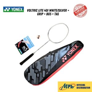 RAKET BADMINTON YONEX VOLTRIC LITE 40i WHITE/SILVER+GRIP+BG5+TAS