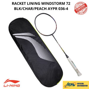 RAKET BADMINTON LI-NING WINDSTORM 72 BLK/CHAR/PEACH AYPR036-4+1 ZIP