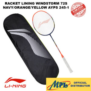 RAKET BADMINTON LI-NING WINDSTORM 72 S NAVY/ORG/YLW AYPS 245-1+1 ZIP