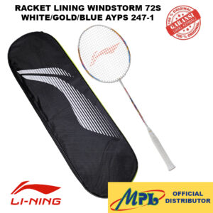 RAKET BADMINTON LI-NING WINDSTORM 72 S WHT/GLD/BLUE AYPS 247-1+1 ZIP