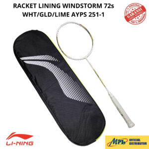RAKET BADMINTON LI-NING WINDSTORM 72 S WHT/GLD/LIME AYPS 251-1+TAS 1 ZIP