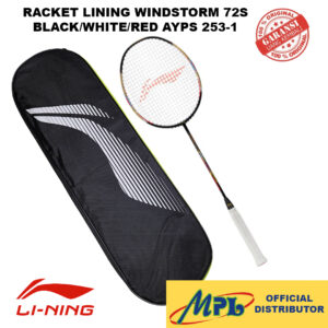 RAKET BADMINTON LI-NING WINDSTORM 72 S BLK/WHT/RED AYPS 253-1+1 ZIP