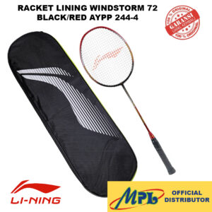 RAKET BADMINTON LI-NING WINDSTORM 72 BLK/RED AYPP 244-4 + 1 ZIP