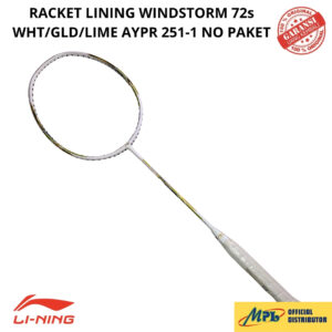 RAKET BADMINTON LI-NING WINDSTORM 72 S WHT/GLD/LM AYPR251-1 ( NO.PAKET )