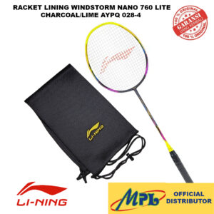 RAKET BADMINTON LI-NING WINDSTORM NANO 760 LITE CHARCOAL/LIME 028-4+TAS KAIN