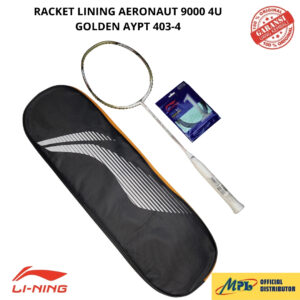 RAKET BADMINTON LI-NING AERONAUT 9000 4U GOLDEN 403-4+1 REBOUND+ TAS 1 ZIP