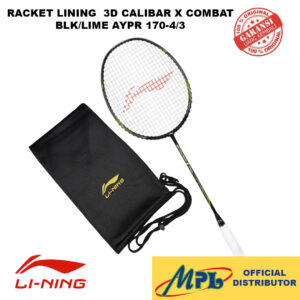 RAKET BADMINTON LI-NING 3D CALIBAR X COMBAT BLK/LIME AYPR 170-4/3 +TAS KAIN