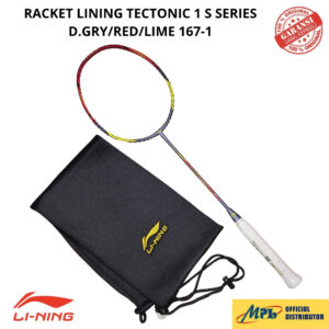 RAKET BADMINTON LI-NING TECTONIC 1 S SERIES 167-1 D.GRY/RED/LIME+TAS KAIN