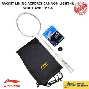 RAKET BADMINTON LI-NING AXFORCE LIGHT CANNON 4U WHITE+TAS KAIN AYPT 311-4