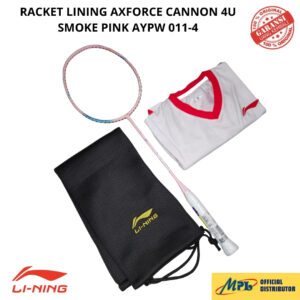 RAKET BADMINTON LI-NING AXFORCE CANNON 4U LIGHT SMOKE PINK+T-SHIRT+TAS KAIN AYPW011-4