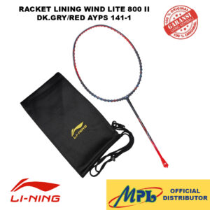 RAKET BADMINTON LI-NING WIND LITE 800 II DK.GRY/RED AYPS 141-1 + TAS KAIN