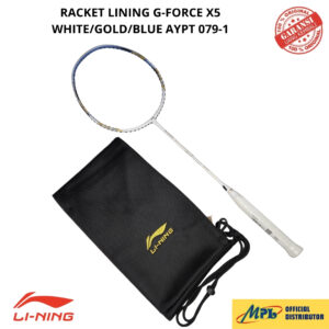RAKET BADMINTON LI-NING G-FORCE X5 (79G) WHT/GLD/BLUE AYPT 079-1+TAS KAIN