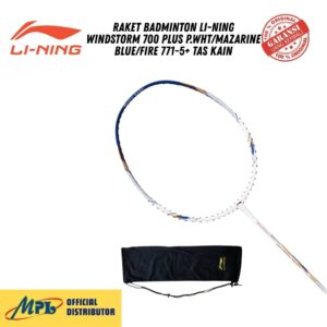 RAKET BADMINTON LI-NING WINDSTORM 700 PLUS P.WHT/MAZARINE BLUE/FIRE 771-5+ TAS KAIN