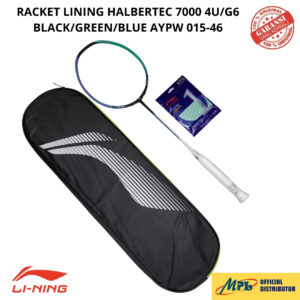 RAKET BADMINTON LI-NING HALBERTEC 7000 4U/G6 BLACK/GREEN/BLUE AYPW 015-46+LI-NING NO.1 REBOUND+1 ZIP