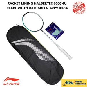 RAKET BADMINTON LI-NING HALBERTEC 6000 4U PEARL WHITE/LIGHT GREEN 007-4+1 REBOUND+TAS 1 ZIP