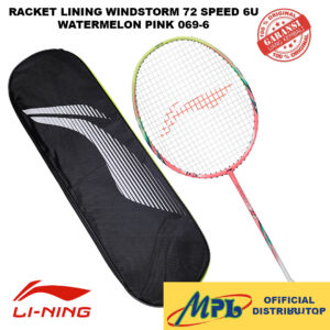 RAKET BADMINTON LI-NING WINDSTORM 72 SPEED 6U WATERMELON PINK 069-6+TAS 1 ZIP