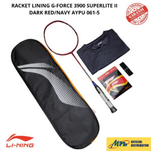 RAKET BADMINTON LI-NING G FORCE SUPERLITE 3900 II DARK RED/NAVY 061-5+AP-6/AP-64 TURBO+GRIP+T-SHIRT+1 ZIP