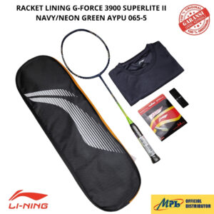 RAKET BADMINTON LI-NING G FORCE SUPERLITE 3900 II NAVY/NEON GREEN 065-5+AP-6/64-TURBO+GRIP+T-SHIRT+1 ZIP