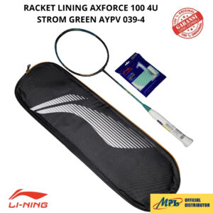 RACKET BADMINTON LI-NING AXFORCE 100 4U STROM GREEN+SENAR 1 REBOUND+TAS 1 ZIP AYPV039-4