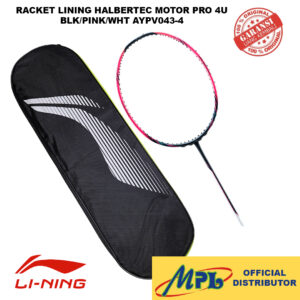 RAKET BADMINTON LI-NING HALBERTEC MOTOR PRO 4U BLK/PINK/WHT AYPV043-4+TAS KAIN/1 ZIP HALBERTEC