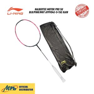 RAKET BADMINTON LI-NING HALBERTEC MOTOR PRO 5U BLK/PINK/WHT AYPV043-5+TAS KAIN