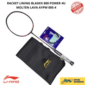 RAKET BADMINTON LI-NING BLADEX 800 POWER 4U MOLTEN LAVA+SENAR 1 REBOUND+TAS KAIN AYPW005-4