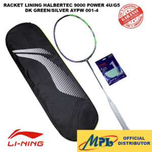 RAKET BADMINTON LI-NING HALBERTEC 9000 POWER 4U/G5 DK GREEN/SILVER AYPW 001-4+SENAR JP-65 MAGNITE/1 REBOUND+TAS