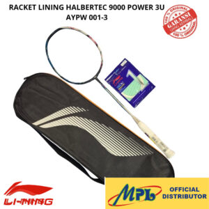 RAKET BADMINTON LI-NING HALBERTEC 9000 POWER 3U+SENAR 1 REBOUND+TAS 1 ZIP AYPW 001-3