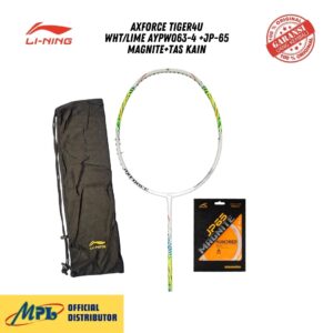 RAKET BADMINTON LI-NING AXFORCE TIGER4U WHT/LIME AYPW063-4 +JP-65 MAGNITE+TAS KAIN