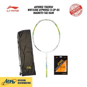 RAKET BADMINTON LI-NING AXFORCE TIGER5U WHT/LIME AYPW063-5+JP-65 MAGNITE+TAS KAIN