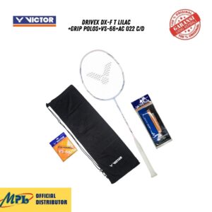RAKET BADMINTON VICTOR DRIVEX DX-F T LILAC+GRIP POLOS+VS-61+AC 022 C/D