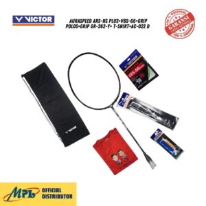RAKET BADMINTON VICTOR AURASPEED ARS-HS PLUS+VBS-66+GRIP POLOS+GRIP GR-262-Y+ T-SHIRT+AC-022 D