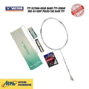 RAKET BADMINTON VICTOR TTY ULTIMA+HEAD BAND TTY+SENAR VBS-61+GRIP POLOS+TAS KAIN TTY