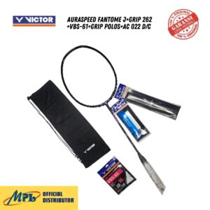 RAKET BADMINTON VICTOR AURASPEED FANTOME J+GRIP 262+VBS-61+GRIP POLOS+AC 022 D/C