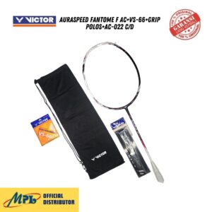 RAKET BADMINTON VICTOR AURASPEED FANTOME F AC+VS-66+GRIP POLOS+AC-022 C/D