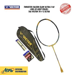 RAKET BADMINTON VICTOR THRUSTER FALCON CLAW ULTRA X 4U +VBS-61+GRIP POLOS+TAS VICTOR TK-F C ULTRA