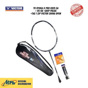 RAKET BADMINTON VICTOR TK RYUGA II PRO CO25 CA + GRIP POLOS+TAS 1 ZIP VICTOR CHINA OPEN