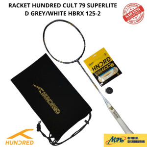 RAKET BADMINTON HUNDRED CULT 79 SUPERLITE DARK GREY/WHITE 125-2+TAS KAIN+SENAR 600 S/66 X PRO+LF-602