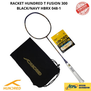RAKET BADMINTON HUNDRED T-FUSION 300 BLACK/NAVY+TAS KAIN+SENAR 600S/66X PRO 048-1