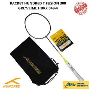 RAKET BADMINTON HUNDRED T-FUSION 300 GREY/LIME+TAS KAIN+SENAR 600S/66 X PRO 048-4