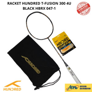 RAKET BADMINTON HUNDRED T-FUSION 300 BLACK 4u +TAS KAIN+SENAR 600S/66 X PRO 047-1